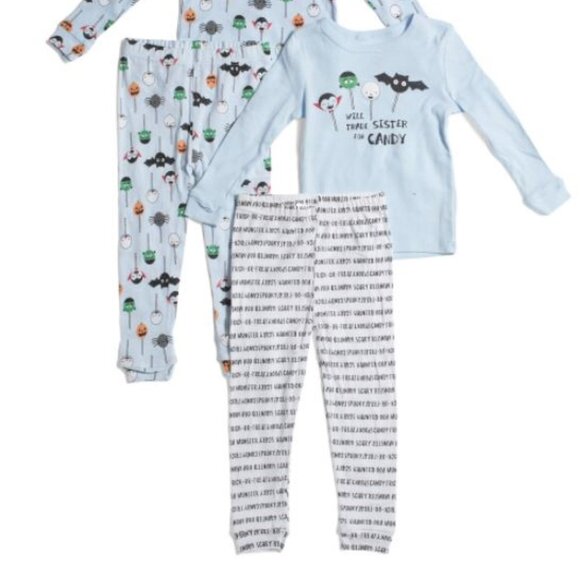 NWT Cutie Pie Dreamers Infant 100% Cotton Halloween Candy 4-piece Sleep Set - Picture 2 of 9